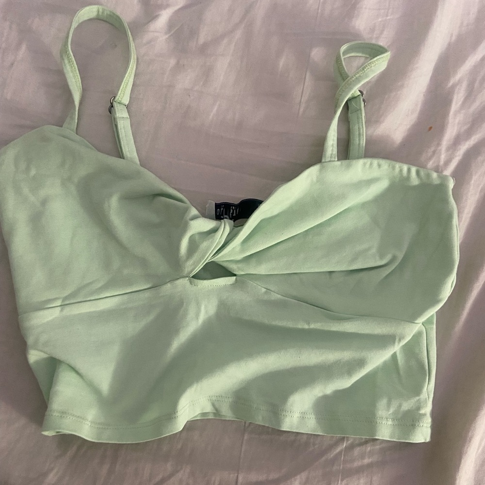 bright green key hole tank top